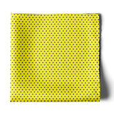 YELLOW WITH BLACK POLKA SILK POCKET SQUARE